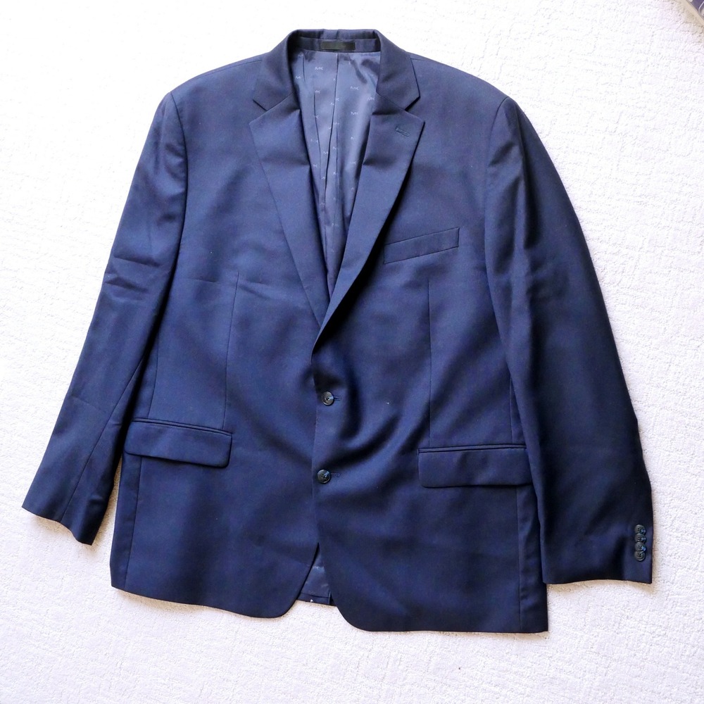 Michael Kors Mens Navy Blue Wool Blend Stretch Blazer Sport Coat Jacket 48L